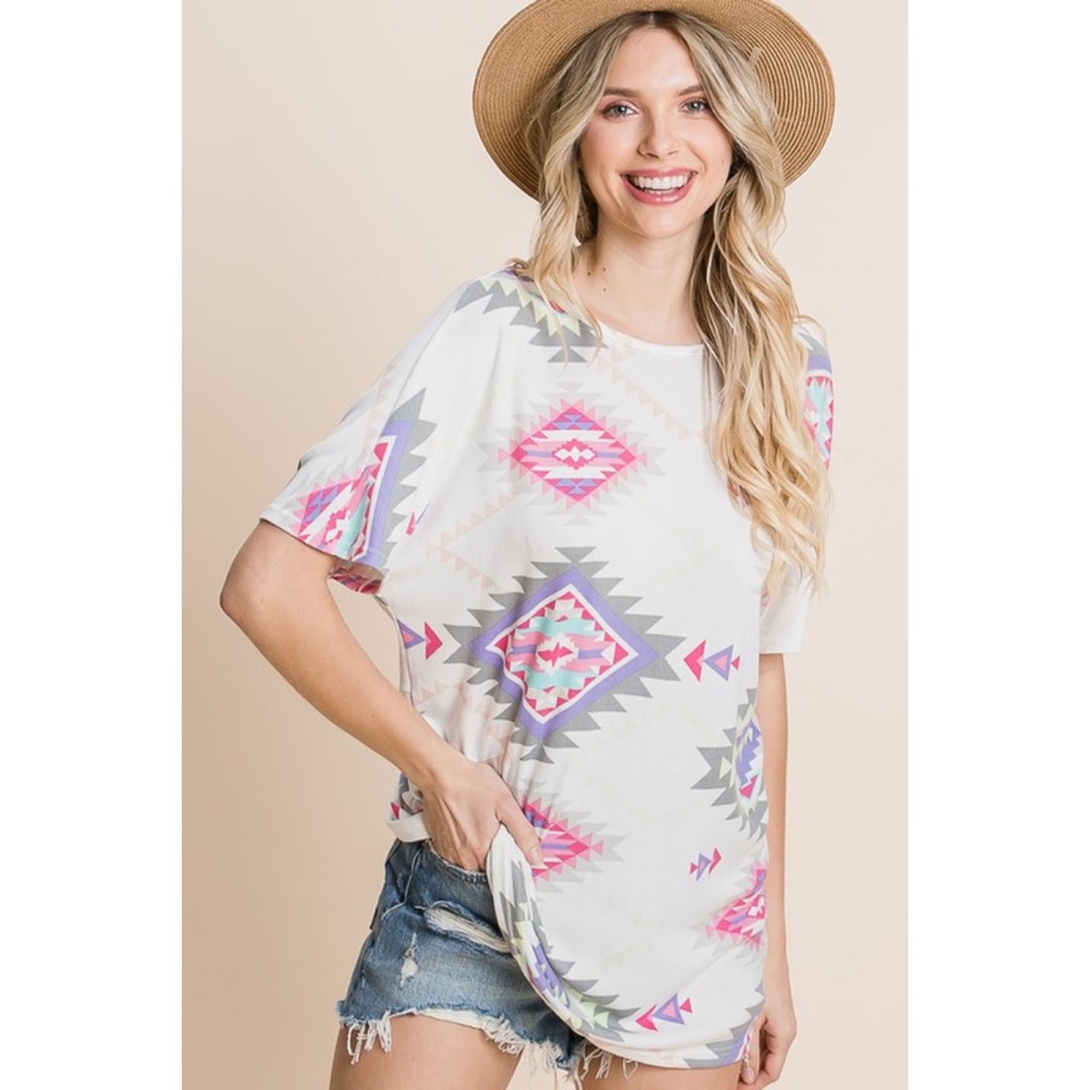 Knotted Back Aztec Print Top - Picture 3 of 6
